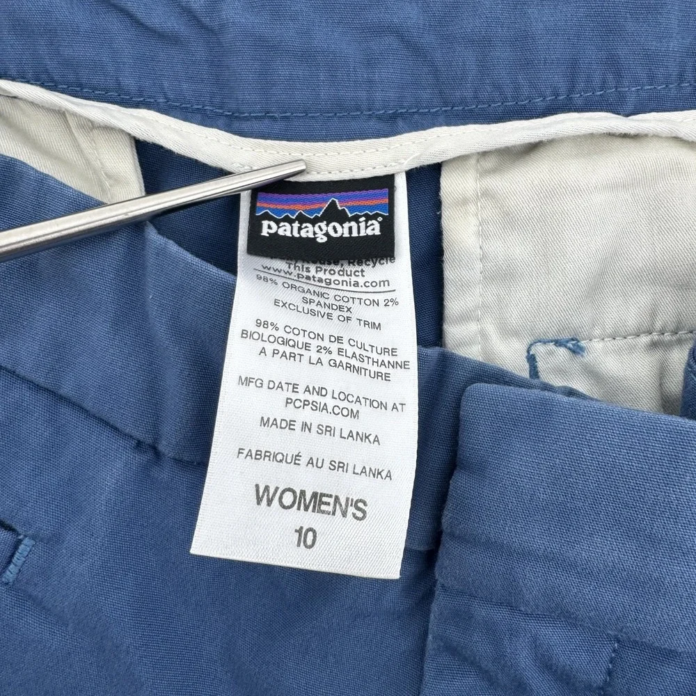 Patagonia Straight Leg Pants Womens 10 Blue Organic Cotton Stretch‎ 55395